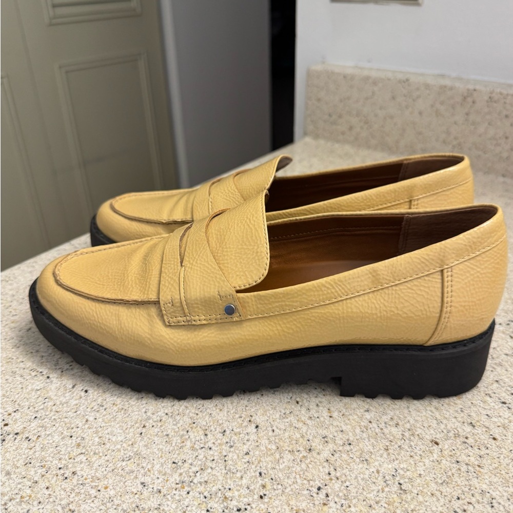 Franco Sarto Yellow Platform Penny Loafers